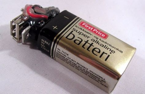 DIY Gadgets - Make Your Own 9V Battery-Powered USB Charger - Homemade Gadget Ideas and Projects for Men, Women, Teens and Kids - Steampunk Inventions, How To Build Easy Electronics, Cool Spy Gear and Do It Yourself Tech Toys #gadgets #diy #stem #diytoys Diy Heater, Recondition Batteries, Spy Gear, Batteries Diy, Diy Gadgets, Diy Tech, Electronics Projects Diy, Arduino Projects, Diy Car