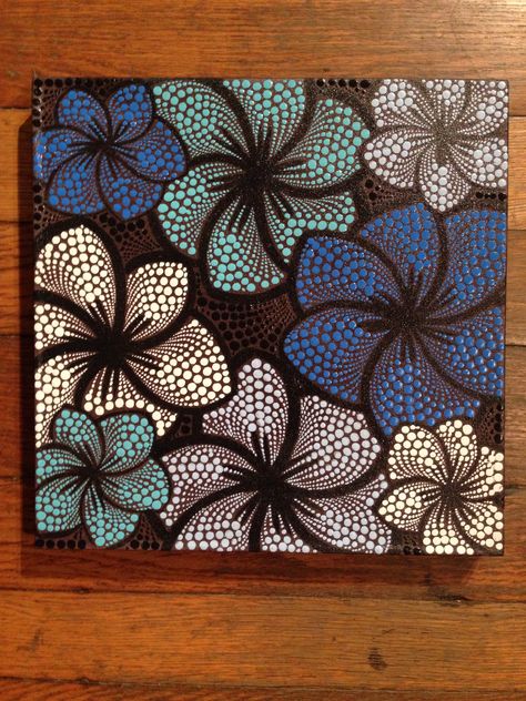 Blue Dotism Art, Dot Painting Ideas Easy, Dot Art Flowers, Dot Mandala Art, Mandala Painted Rocks, Mandala Rock Art, Canvas For Beginners, Mandala Canvas, Mandala Art Lesson