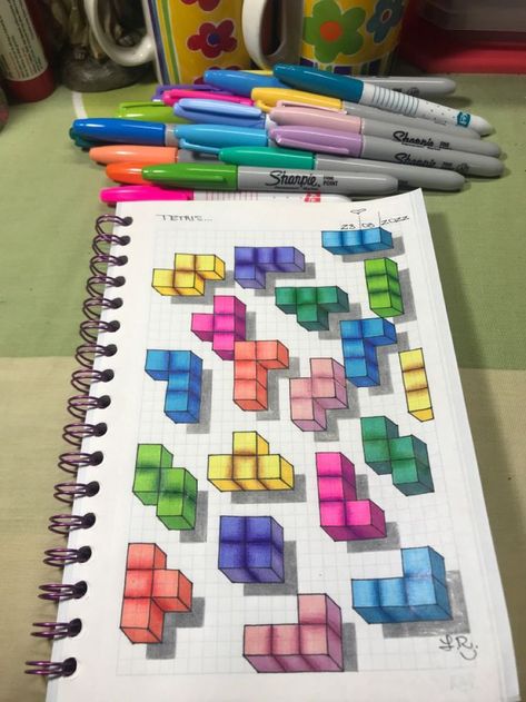 Things To Draw With A Sharpie, Grid Doodles Graph Paper, Graph Art Easy, Drawing On Grid Paper, Drawing Grid Ideas, Pixel Art Graphing Paper, Grid Paper Doodles, Tetris Drawing, Cute Graph Paper Drawings