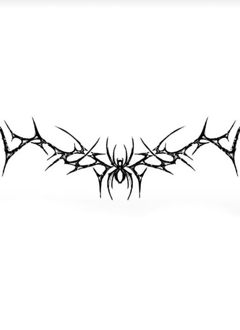 Spider Collar Bone Tattoo, Spider Tattoo Ideas For Men, Simple Alt Tattoos, Easy Gothic Tattoos, Skeleton Tramp Stamp, Spider Tramp Stamp Tattoos, Spider Chest Tattoo, Spider V Line Tattoo, Spider Tattoo Ribs