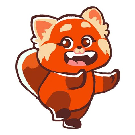 Turning Red Illustration, Turning Red Drawing, Red Panda Character, Red Panda Illustration, Red Panda Cartoon, Buu Monster Inc, Turning Red Panda, Easy Cartoon Characters, Disney Emojis