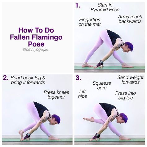 Laura Large on Instagram: “⭐️ How to do Fallen Flamingo Pose ⭐️ . This is a variation of Pyramid Pose, & although I’ve also seen it called ‘Floating Pyramid’, it’s…” Humble Flamingo Pose Yoga, Floating Pyramid, Flamingo Pose, Yoga Headstand, Corporate Yoga, Yoga Goals, Goals Tracker, Standing Yoga, Yoga Poses For Two