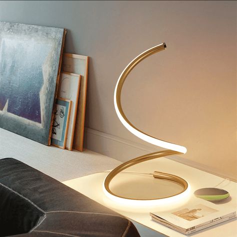 Mini Sala, Spiral Table, Led Lighting Design, Acrylic Products, Led Light Design, Modern Rustic Homes, Gold Table Lamp, Corner Table, Led Table