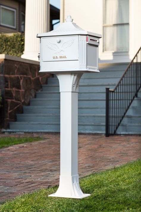 Hamilton | Post Mount Locking Mailbox | Gibraltar Mailboxes Mailbox Stand, Architectural Mailboxes, Concrete Pad, Wall Mount Mailbox, Mailbox Post, Door Catches, Mounted Mailbox, Wooden Posts, Historic Home