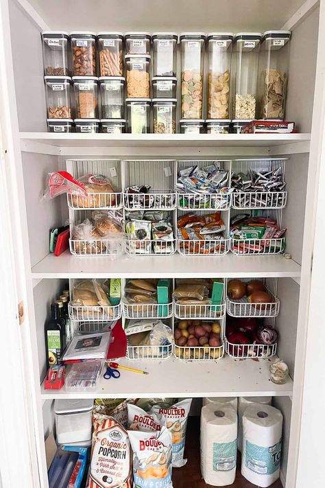 Pantry, Kitchen, Food Organization Organize My Pantry, Organization Containers, Storing Onions, Oxo Pop Containers, Food Organization, Pantry Door Organizer, Kitchen And Pantry, Pantry Containers, Organized Pantry