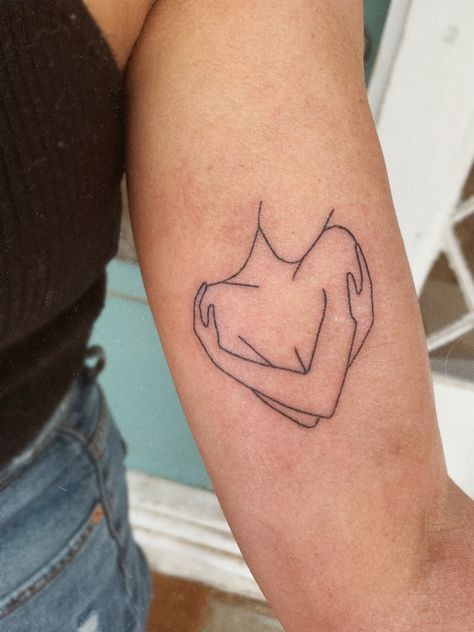 Love My Body Tattoos, Simple Womens Body Line Art Tattoo, Women’s Body Tattoo Design, Outline Women Tattoo, Feminine Outline Tattoo, Women Body Outline Drawing Tattoo, No Love Tattoos For Women, Self Love Small Tattoos, Tattoo Trends 2023 Women