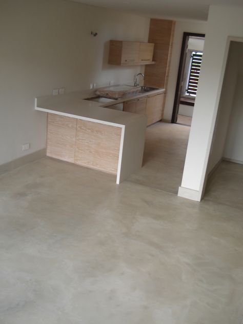 Coloured Cement Floor, Screed Flooring Bedroom, Mediterranean Concrete Floor, Cement Floor Ideas Bedrooms, Micro Cement Kitchen Floor, White Cement Floors In House, Concrete Wood Stamp, Blue Concrete Floor, Sand Concrete Floor