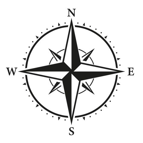 Navigator Illustration, Direction Arrow, West Map, Icon Rose, North South East West, Map Silhouette, North Design, West East, Rose Icon