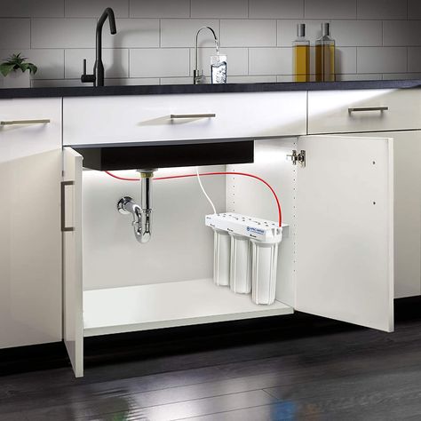 Having an under the sink water filtering system is a great way to ensure that you and your family have fresh drinking water the whole time. Naturally, if Under Sink Water Filter, Sink Water Filter, Kitchen Sink Design, Kitchen Interior Design Decor, Kitchen Interior Design Modern, Kitchen Design Plans, Sink Design, Kitchen Design Decor, Kitchen Room Design