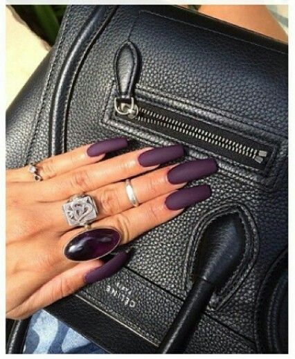 Purple Eggplant Matte Nails Fashionable Celebrities, Nagellack Trends, Purple Nail, Nail Bed, Neutral Shades, Nails Polish, Fabulous Nails, Matte Nails, Purple Nails