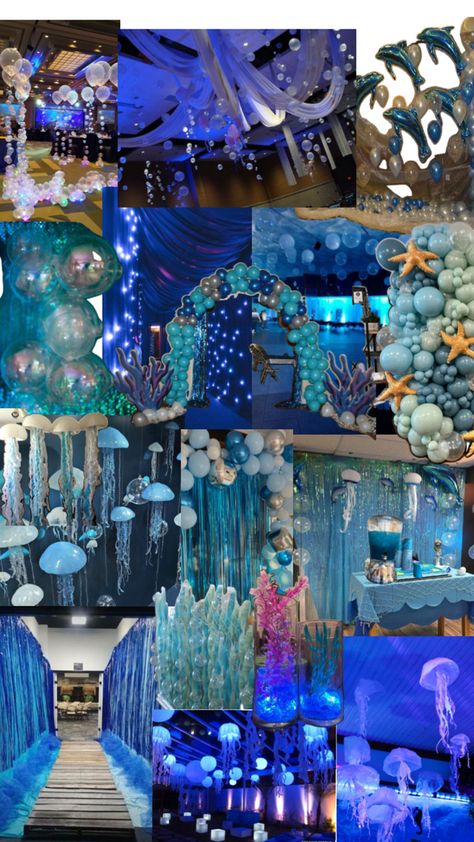 Prom Dance Themes, Under The Sea Quinceanera Theme, School Dance Themes, Prom Planning, Homecoming Themes, Middle School Dance, Under The Sea Decorations, Dance Decorations, Prom Themes