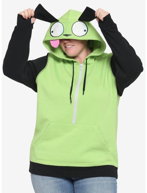 Invader Zim Hoodie, Dog Cosplay, Alien Robot, Invader Zim Gir, Zim Gir, Black Stitch, Big Hoodies, Robot Dog, Silly Clothes