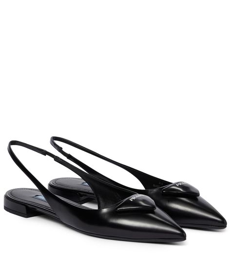 Prada Slingback, Prada Flats, Black Ballet, Slingback Flats, Classy Work Outfits, Prada Leather, Black Ballet Flats, Slingbacks, Work Outfits