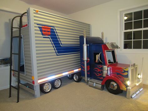 Optimus Prime Bed – Be A Fun Mum Man Home Decor, Truck Beds, Cool Kids Rooms, Car Bed, Kids Bed, Kids Bunk Beds, Boys Bedding, Big Boy Room, Kids' Bed