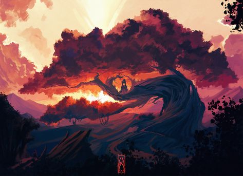 people, digital, digital art, artwork, painting, drawing, digital painting, landscape, forest, nature, wood, Sun, sunset, sunrise, dusk, dark, trees, fantasy art, fantasy architecture, architecture, ancient, silhouette, rocks, shrine, palace, environment, concept art | 3840x2786 Wallpaper - wallhaven.cc Rpg Wallpaper, Painting Laptop, Digital Art Wallpaper, 2560x1440 Wallpaper, Free Painting, Nature Background Images, Painting Background, Computer Wallpaper Desktop Wallpapers, Pc Wallpapers