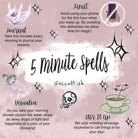 Witchcraft Community on Instagram: “⏰ 5 Minute Spells for the Busy Witch! 🕰 : I love incorporating quick spellwork into my day to day life! Here @occult.ish we have been busy…” Wicca Spells Beginners, Witchcraft For Beginners Spells, Witch Spells For Beginners, Witches Journal, Witchy Spells, Manifestation Methods, Modern Day Witch, Witch Tips, Spells For Beginners