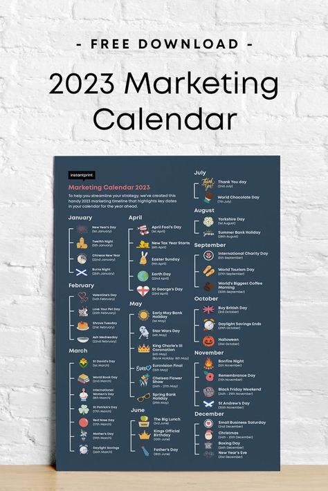 To help you streamline your strategy, we’ve created this handy 2023 marketing timeline that highlights key dates in your calendar for the year ahead. From bank holidays to public celebrations and even social media days, this free marketing timeline means you’ll be able to get ahead with all of your campaigns this year. Download your free printable marketing wall planner and calendar today! 2023 Marketing, Med Spa Marketing, Calendar Graphic, Dating Timeline, Social Media Marketing Planner, Spa Marketing, Tourism Marketing, Tourism Day, Marketing Calendar