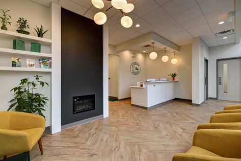 Veterinary Waiting Room Ideas, Large Animal Vet Clinic Design, Veterinary Clinic Exam Rooms, Veterinary Lobby, Veterinary Decor, Veterinary Exam Room, Veterinary Clinic Design, Exam Room Design, Clinic Architecture