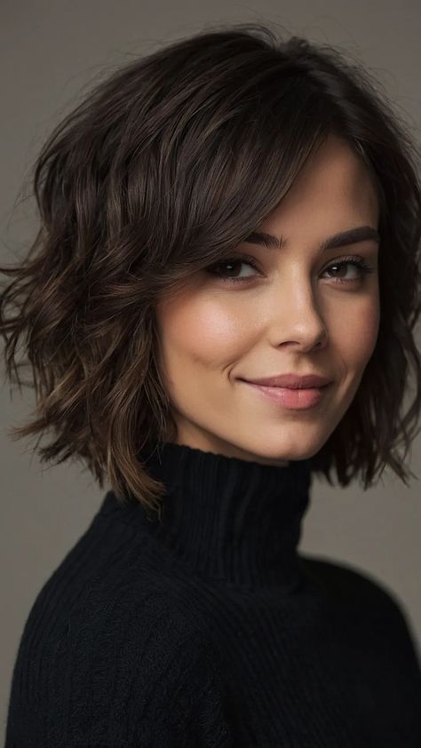 Short and Sassy: 15 Haircut Ideas for the Brave of Heart! - Inspire Inlet Medium Length Bob Haircut With Bangs, Short Hair With Bangs For Square Face, Short Hairstyles Round Face Plus Size, Short Haircuts For Women With Round Faces, Haircuts Round Face Medium, Round Face Hairstyles Women, Women Medium Haircut, Rounded Bob Haircut, Short Hair With Bangs For Round Faces