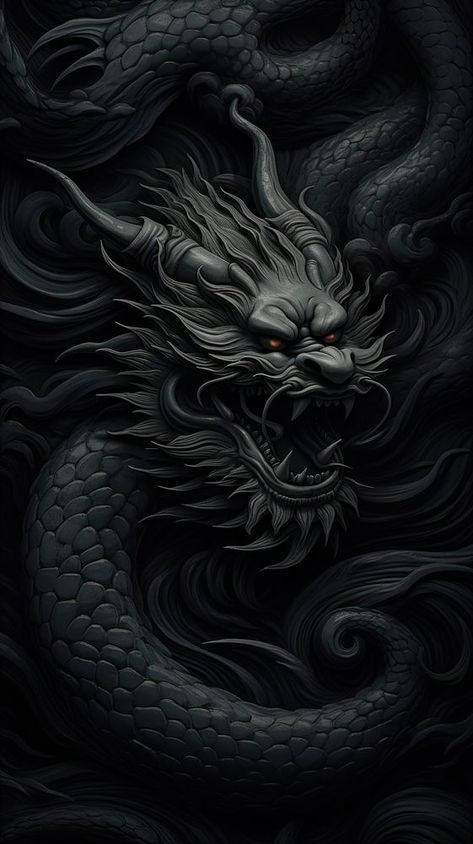 Monochrome chinese dragon black creativity darkness. AI generated Image by rawpixel. | free image by rawpixel.com / Sirikamon Suriyamonthon Iphone Wallpaper Dragon, Vip Background, Black Dragon Art, Dark Iphone Wallpaper, Iphone Wallpaper Dark, Dragon Wallpaper, Dragon Wallpaper Iphone, Geometric Sleeve Tattoo, Japanese Wallpaper Iphone