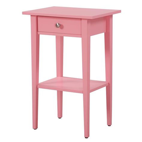 Details: CLASSIC & SIMPLE STYLE: This Nightstand combines a cool personality and combines the best styles of modern and retro. Pink Nightstands, Nightstand Wood, Mid Century Modern Nightstand, Contemporary Side Tables, Wooden Nightstand, Side Tables Bedroom, Drawer Shelves, Small Side Table, Shelves In Bedroom