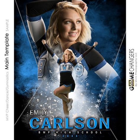 MVP Cheer Dance Gymnastics Photoshop Template + Tutorial ⋆ Game Changers by Shirk Photography LLC Senior Banner Ideas, Senior Sports Banners, Shirk Photography, Sports Poses, Sports Banners, Senior Banner, Cheer Photography, Sports Banner, Cheer Posters