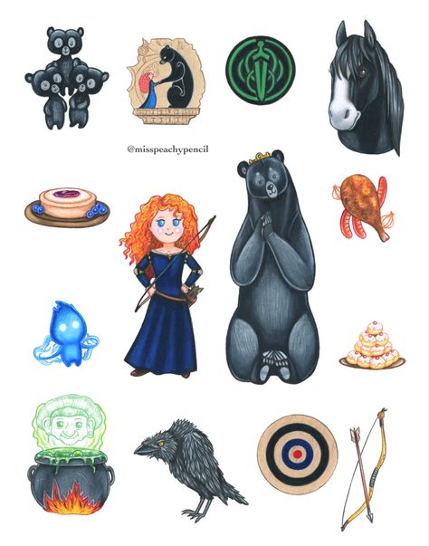 Disney Brave Drawings, Wisp Tattoo Brave, Pixar Brave Tattoo, Brave Bear Tattoo, Brave Art Disney, Brave Bears Disney, Brave Movie Tattoo, Disney Brave Tattoo Ideas, Merida Brave Tattoo Ideas