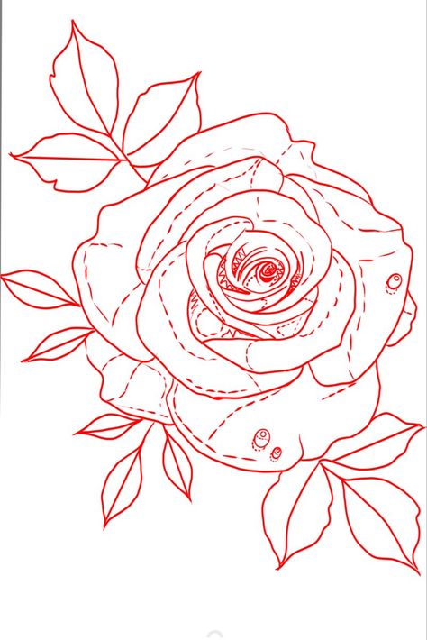 @_alaindiazh Red Rose Tattoo Outline, Rose Tattoo Outline Drawing, Rose Tattoo Stencil Outline, Rose Tattoo Outline, Red Rose Drawing, Rose Outline Tattoo, Tattoo Cover Ups, Rose Tattoo Stencil, Rose And Butterfly Tattoo