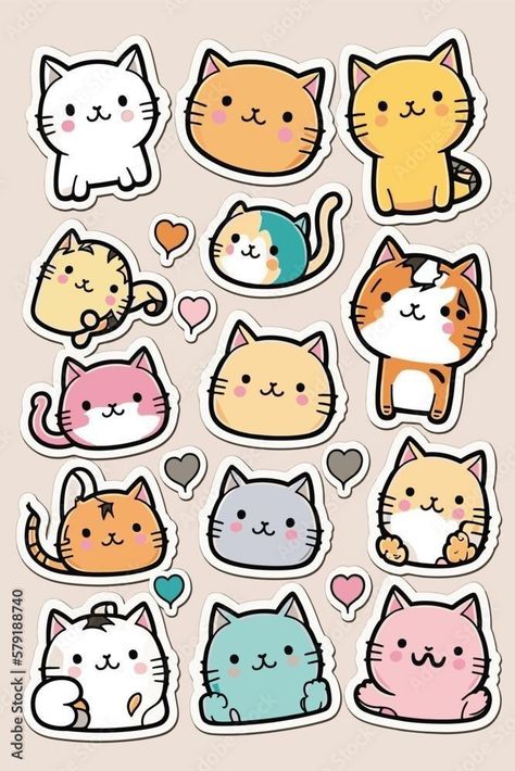 Cute Shapes Clipart, Cute Sticker Art, Cute Stickers Animals, Cute Easy Stickers, Cute Sticker Ideas Easy, Cute Drawings For Stickers, Cute Sticker Drawing, Stickers Ideas Design, Labels Idea