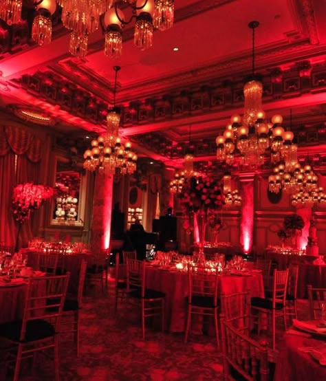 Proper lighting at your wedding reception is a must. This choice of red and… Red Quince Theme, Quinceanera Venue, Simple Floral Centerpieces, Red Quinceanera Ideas, Quinceanera Red, Affordable Wedding Centerpieces, Red Gold Wedding, Quince Themes, Red Quince