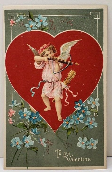 Outdoor Wall Decoration, To My Valentine, Victorian Valentines, Valentine Cupid, Valentine Postcards, Cupids Arrow, Vintage Valentine Cards, Bow And Arrow, Bow Arrows