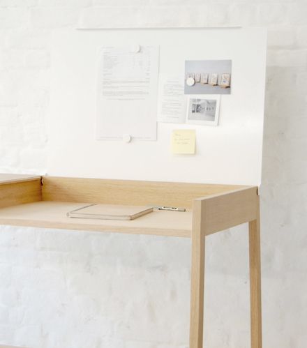 Flip top desk with bulletin board lid Diy Desk Ideas, Flip Top Desk, Dream Office Space, Desk Flip, Compact Desk, Best Home Office Desk, Woodworking Desk, Compact Desks, Girls Rooms