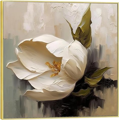 Amazon.com: ‎UYLHJKLZ 3D White Flower Oil Painting on Canvas 3D flower Acrylic Painting Heavy Textured Minimalist White Flower Painting Beige Floral Wall Decor,Unstretched,Frameless,(76X76cm) 30X30Inches: Paintings 3d Flower Painting, White Flower Painting, Flower Acrylic Painting, Acrylic Flower Painting, Flower Oil Painting, Flower Acrylic, Minimalist White, Floral Wall Decor, Acrylic Flowers