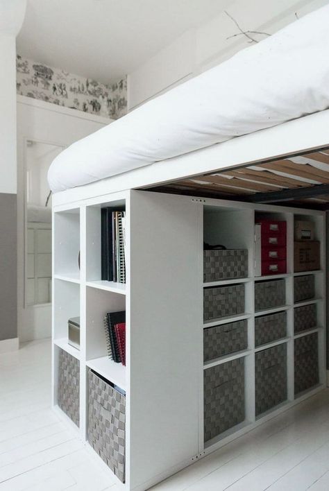 Help! How to DIY a king size loft bed? - IKEA Hackers King Size Loft Bed, Ikea Loft, Double Loft Beds, Ikea Loft Bed, Ikea Bed Hack, Bed Ikea, Loft Bed Plans, Diy Loft Bed, Low Loft Beds