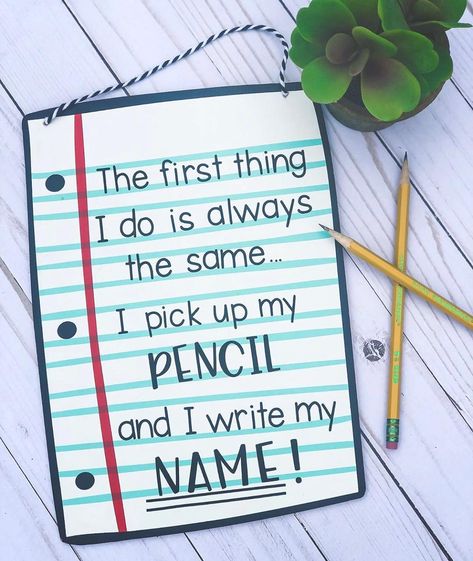 Traci Bender M.Ed, M.S. on Instagram: “Such a cute little chant from @room10shenanigans to help your students remember to get their names on their papers. ✏️ The second part…” S Handwriting, Write My Name, Teaching Classroom Decor, Classroom Wishlist, Teacher Info, Clever Classroom, Write Your Name, School Tool, First Year Teachers