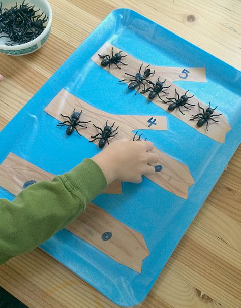 Ants On A Log Math Tray - No Time For Flash Cards Preschool Ant Theme, Preschool Ant, Two Bad Ants, Log Math, Ants On A Log, Ants Activities, Insect Unit, Insects Preschool, Bugs Preschool