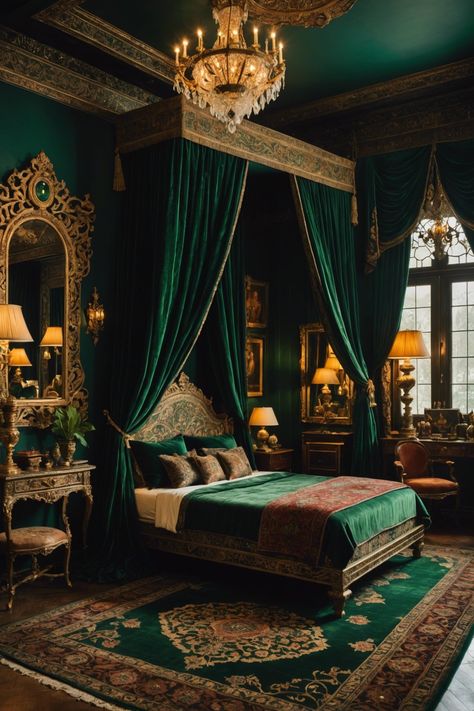 Victorian Bedrooms Ideas, Turret Bedroom, Citrus Bedroom, Green Victorian Bedroom, Queen Anne House Interior, Victorian Homes Interior Bedroom, Victorian Bedroom Decor, Millionaire Ideas, Hogwarts Bedroom