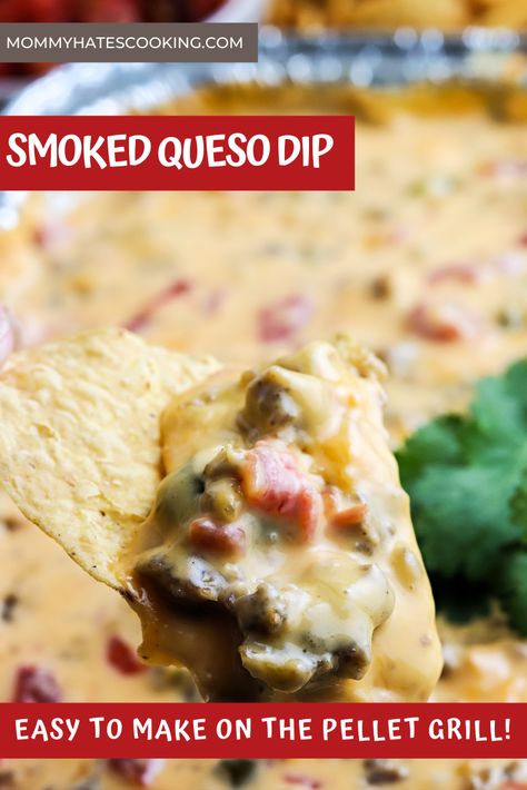 Make the BEST Smoked Queso, perfect for fall and summer parties and easy to make on the smoker or Pellet Grill! Queso On The Smoker, Smoked Queso Dip On Smoker, Smoker Queso, Queso Dip Easy, Smoked Queso, On The Smoker, Queso Recipe, Smoker Cooking, Pellet Grill Recipes