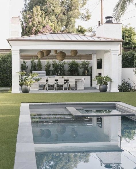 Garden Backyard Aesthetic, Oasis Backyard Ideas, Pool House Cabana, Aesthetic Backyard, Backyard Aesthetic, Oasis Backyard, Pool House Designs, Landscaping Backyard, Pools Backyard Inground