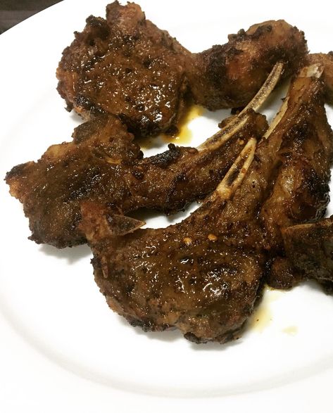 PAN GRILLED LAMB CHOPS WITH TURKISH SPICES Turkish Lamb Chop Recipes, Turkish Lamb Chops, Garlic Parm Fried Lamb Chops, Lamb Chops Photography, Greek Marinated Lamb Chops, Grilled Lamb Shoulder Chops, Lamb Chops Marinade, Turkish Lamb, Turkish Spices