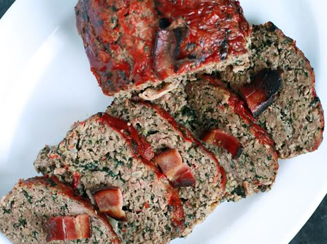 This is my grandmother's recipe, a hearty meatloaf of beef, pork and veal studded with flavorful vegetables. The whole family will love it. Meatloaf With Gravy, Delicious Meatloaf, How To Cook Meatloaf, Andrew Zimmern, Flavorful Vegetables, Meatloaf Recipe, Meatloaf Recipes, Beef Dishes, Loaf Pan