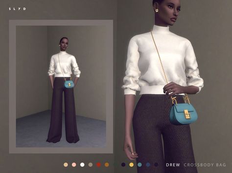 sims 4 cc // custom content accessories // SLYD's Drew Crossbody Bag Sims 4 Waekey, Cc Accessories, Female Rings, Alpha Cc, Sims Stories, Play Sims 4, Sims 4 Cc Shoes, Sims 4 Teen, Sims 4 Dresses