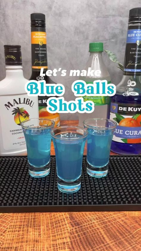 Blue Balls 🔵🏀⚽️ #drinks #shots #partytime | Tipsy Goat Cocktails | Global Genius · Good Vibes Only | Top got me looking so Blue Curacao Shots, Coconut Liqueur, Nautical Wedding Ideas, Fun Drinks Alcohol, Lil Jon, Sour Mix, Peach Schnapps, Blue Curacao, Blue Ball