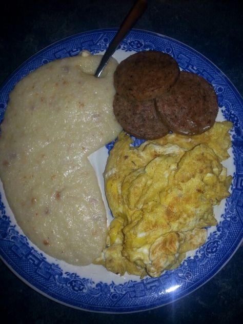 Grits, eggs, and, sausage Breakfast Bowls Recipe, No Egg Pancakes, Grits, Breakfast Bowls, Bowls Recipe, Home Cooking, Comfort Food, Pancakes, Egg