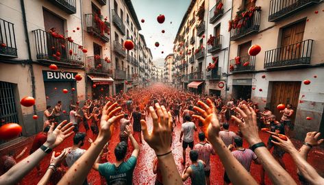 La Tomatina is more than just a festival—it's an explosion of color, culture, and tomatoes in the heart of Buñol, Spain. Tomatina Festival, La Tomatina Festival, Tomato Festival, Wife Carrying, La Tomatina, Anzac Day, Economic Development, Festival Lights, Historical Sites