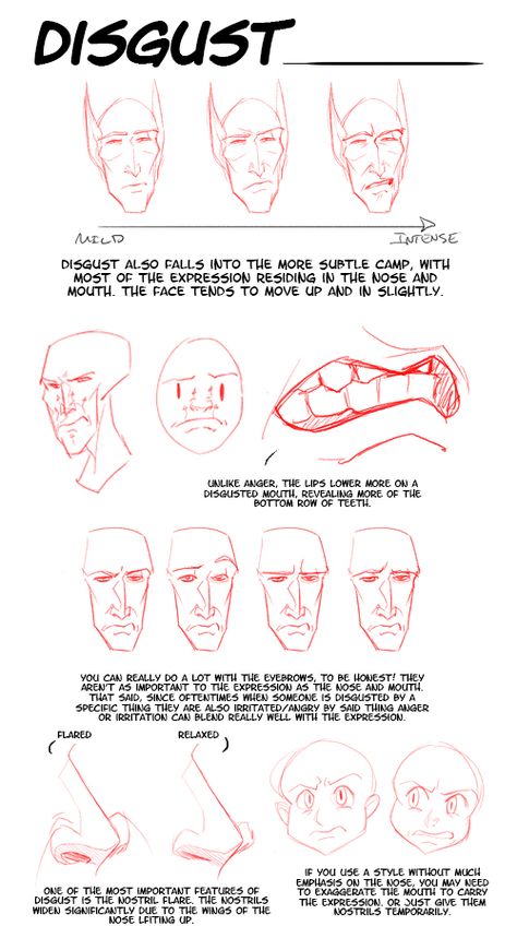 via Palidoozy-art on tumblr As per request (thanks, singingrabbitskull!), I did a half-tutorial, half-sporadic notes on how I generally render basic expressions. There&... How To Draw Disgusted Face, Disgusted Look Drawing Reference, Disgusted Facial Expression Drawing, Condescending Expression Drawing, Disgust Drawing Reference, Disgust Expression Reference, Disgust Face Reference, Face Of Disgust Drawing, Disgust Expression Drawing