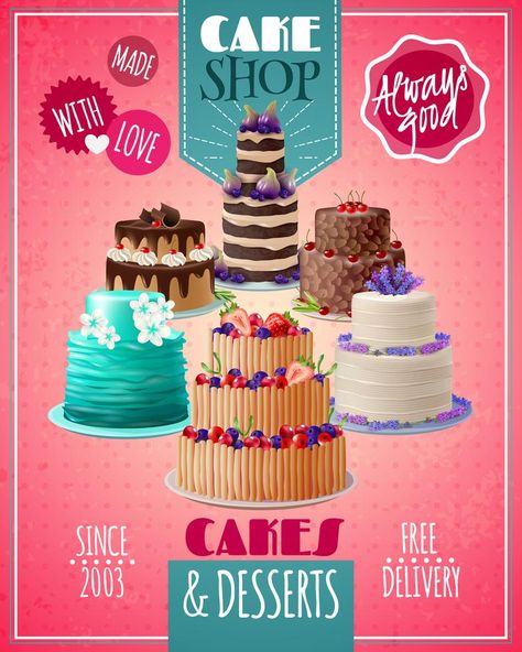 Baked Cakes Poster Cake Poster Design Ideas, Bakery Poster Design, Cake Poster Design, Business Poster Design, Bakery Poster, Cake Poster, Poster Design Ideas, Christmas Bakery, Baked Cakes