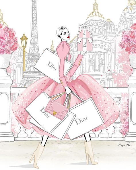 MEGAN HESS on Instagram: “DIOR TAKEDOWN!……. One of the NEW prints in my Limited Edition collection…… What could be more fun than a take down at Dior in Paris! ………………” Megan Hess Illustration, Vintage Fashion Sketches, Mode Prints, ポップアート ポスター, Dior Girl, Megan Hess, Arte Inspo, Fashion Wall Art, Fashion Art Illustration