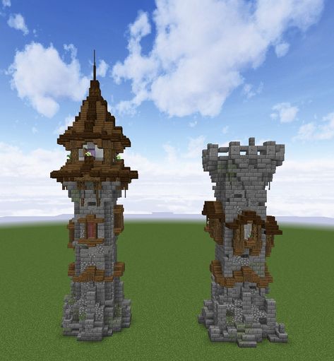 Castle Tower Minecraft, Minecraft Towers, Minecraft Medieval Tower, Mc Castle, Minecraft Tower, Mega Base, Houses Blueprints, Minecraft Kingdom, Case Minecraft