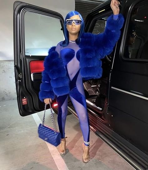 Sheena Nachae''s Amazon Page Alonzo Arnold Outfits, Blue Fur Coat Outfit, Alonzo Arnold, Blue Fur Coat, Instagram Model Outfits, Girls Fur Coat, Modern Fashion Outfits, Fur Coat Outfit, Cabin Trip